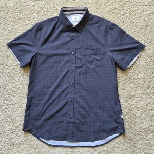 7 Diamomds 4 Way Stertch Shirt Mens M Gray Short Sleeve
